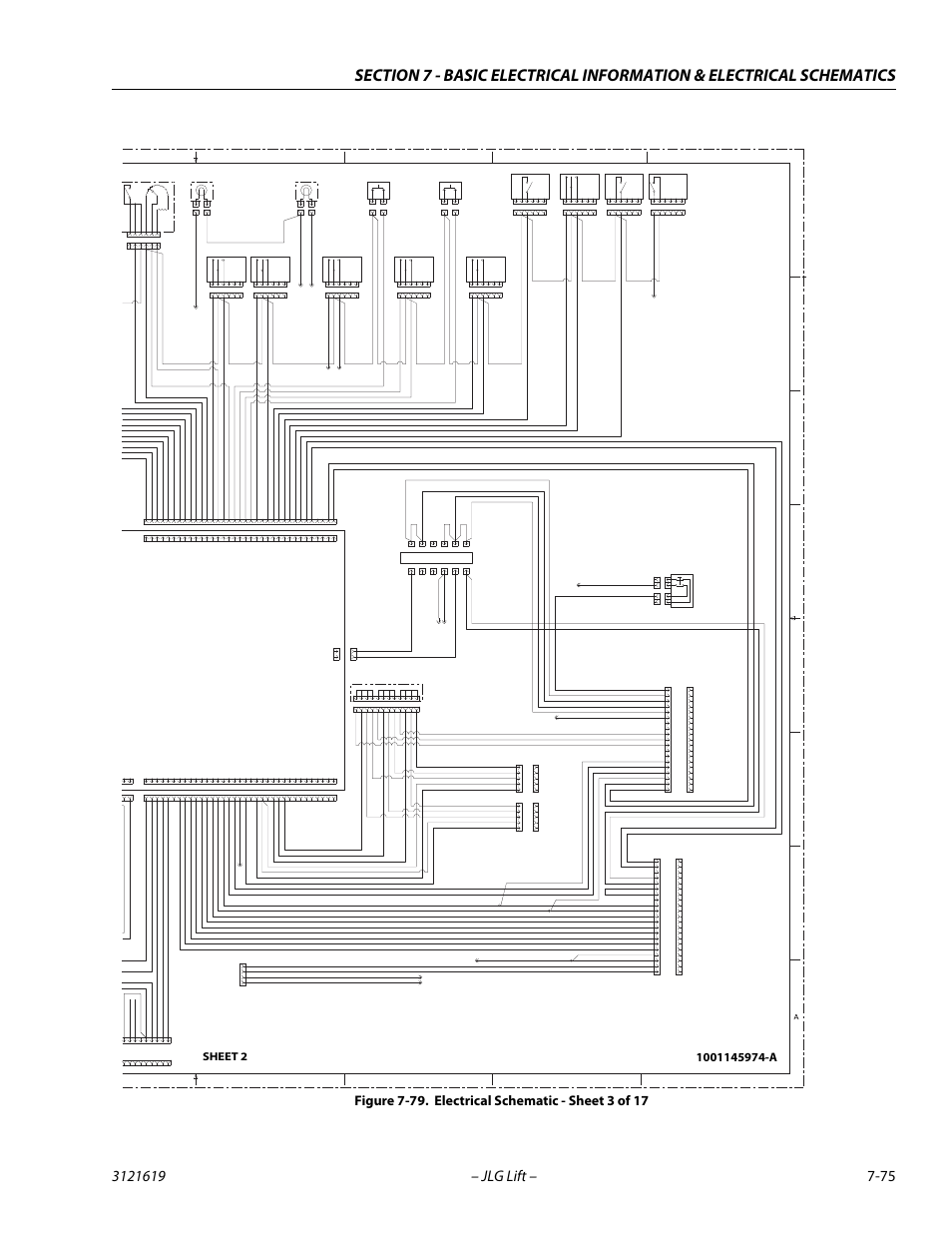 Electrical schematic - sheet 3 of 17 -75, Sheet 2, See sheet 3 zone g&f-1 | JLG 1850SJ Service Manual User Manual | Page 435 / 452