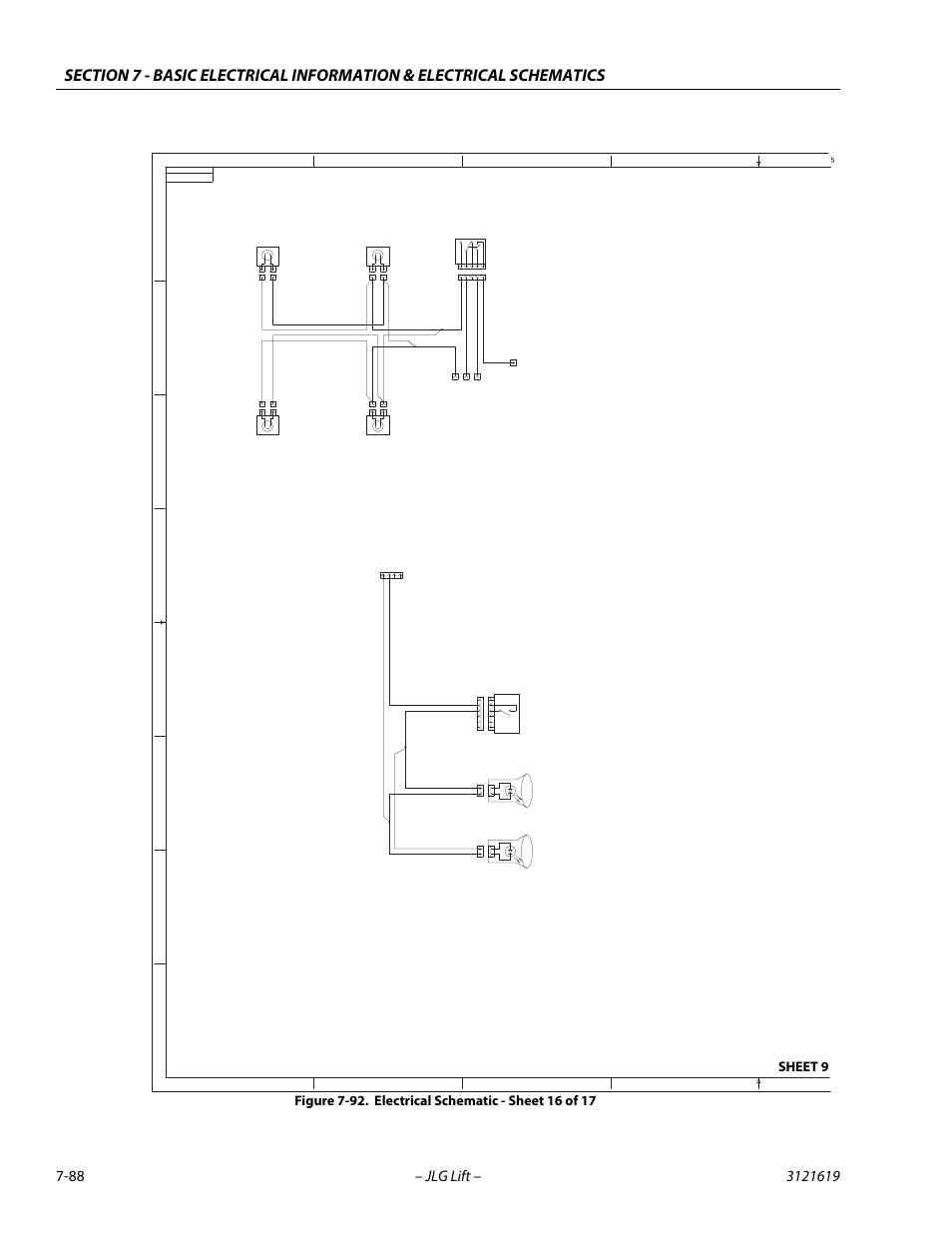 Electrical schematic - sheet 16 of 17 -88, Platform flood lights (option) | JLG 1850SJ Service Manual User Manual | Page 448 / 452