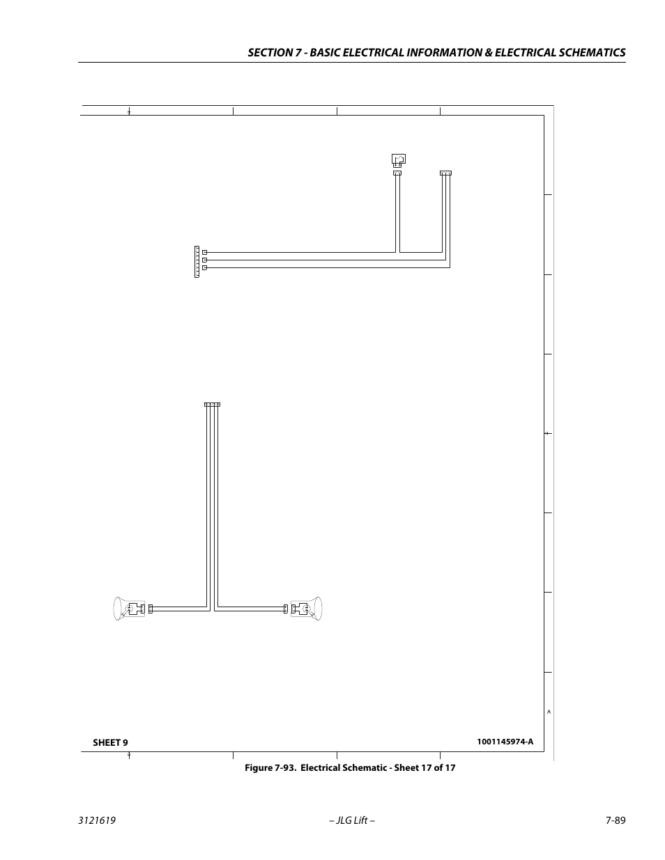 Electrical schematic - sheet 17 of 17 -89, Option) platform work lights | JLG 1850SJ Service Manual User Manual | Page 449 / 452