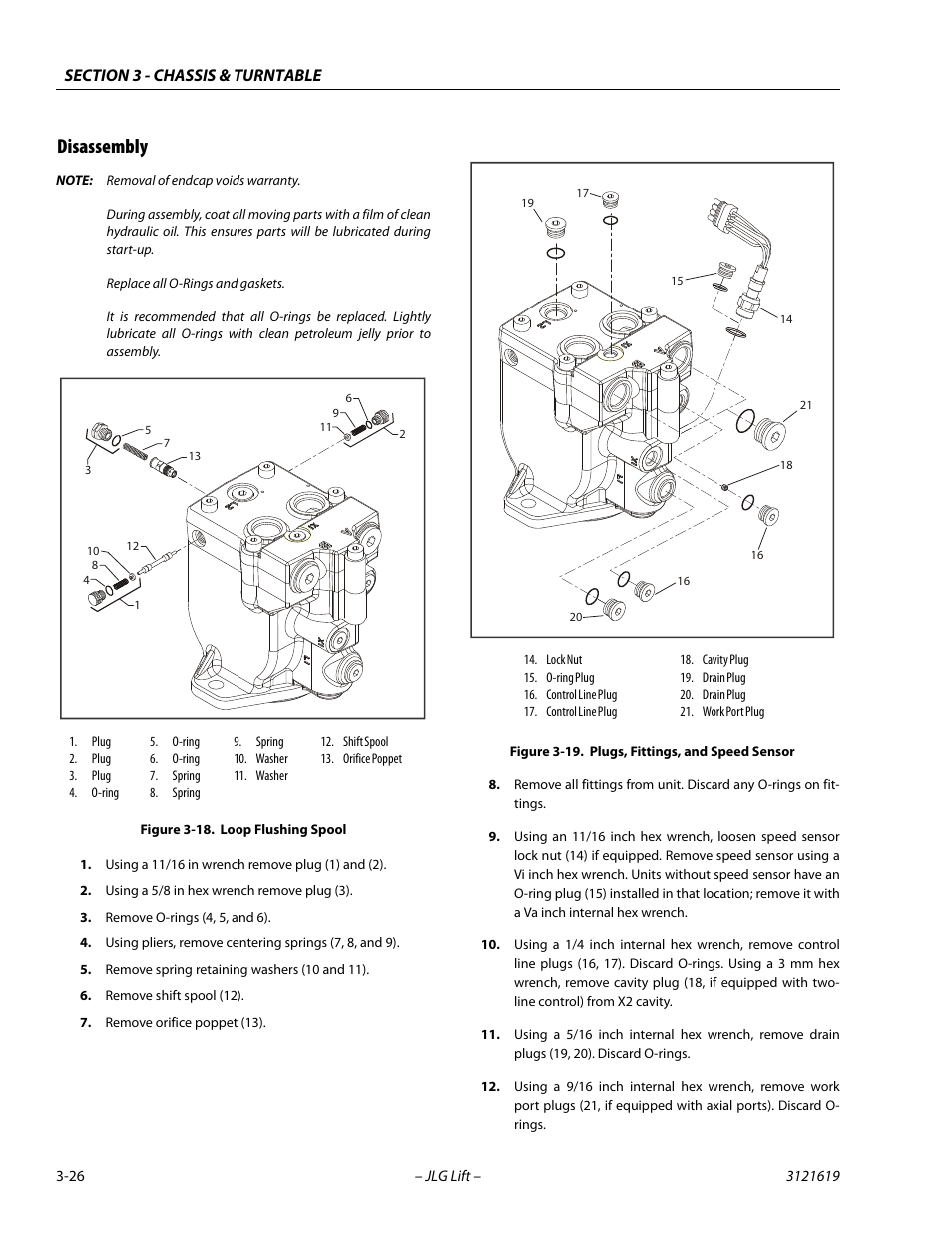 Disassembly, Disassembly -26, Loop flushing spool -26 | Plugs, fittings, and speed sensor -26 | JLG 1850SJ Service Manual User Manual | Page 68 / 452