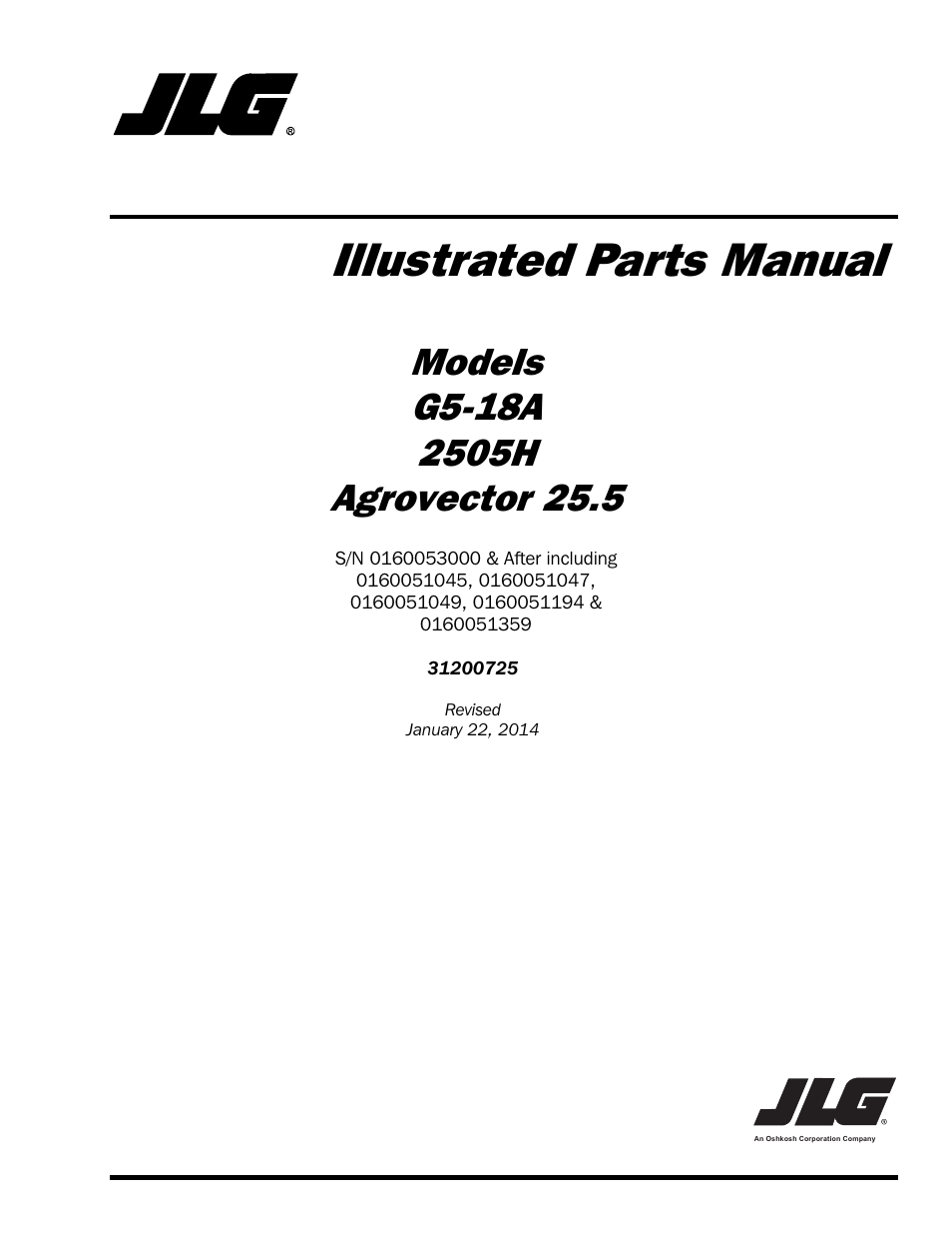 JLG Agrovector (31200725) 25.5 Parts Manual User Manual | 302 pages
