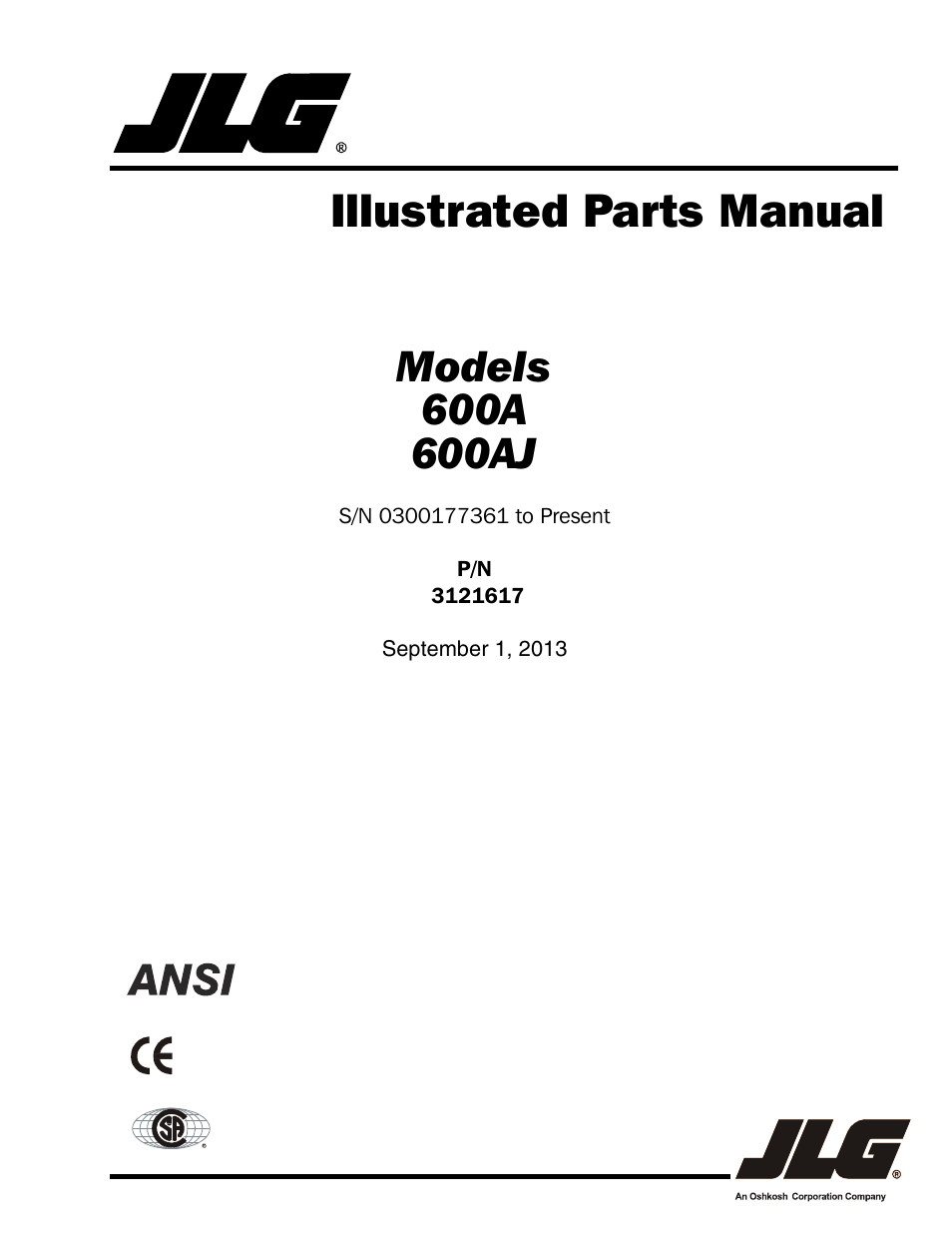 JLG 600A_AJ Parts Manual User Manual | 282 pages