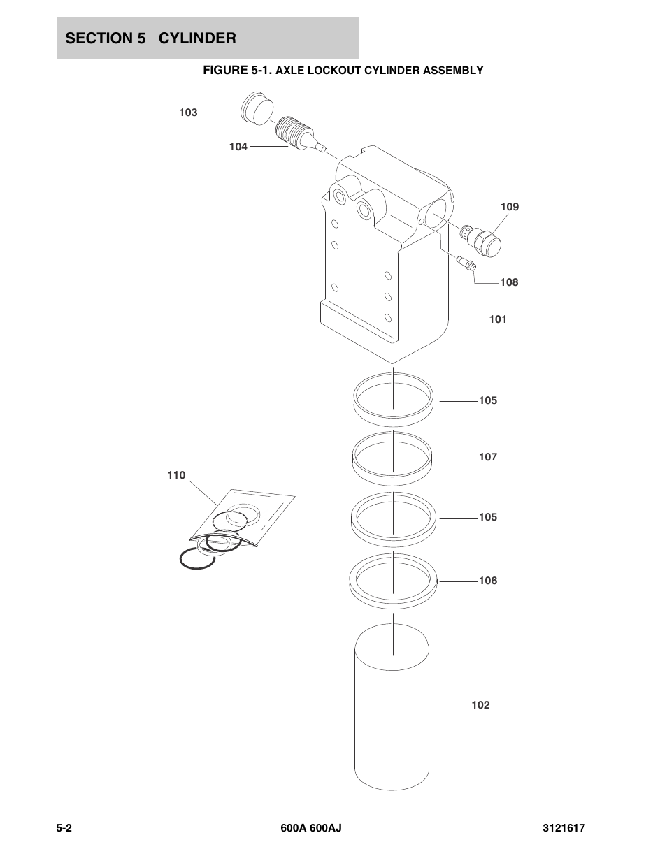 Figure 5-1. axle lockout cylinder assembly | JLG 600A_AJ Parts Manual User Manual | Page 180 / 282
