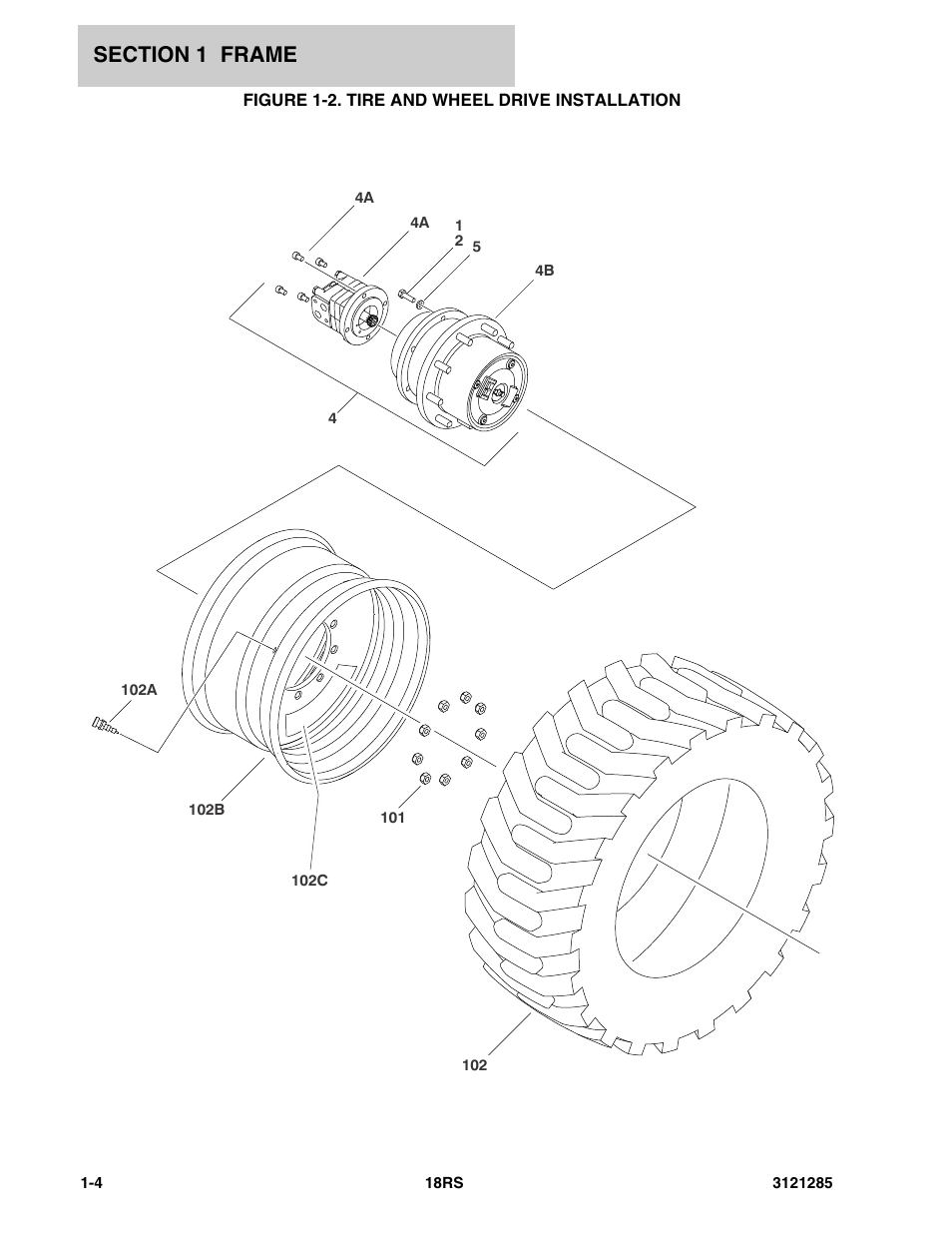 Figure 1-2. tire and wheel drive installation | JLG 18RS Parts Manual User Manual | Page 10 / 136