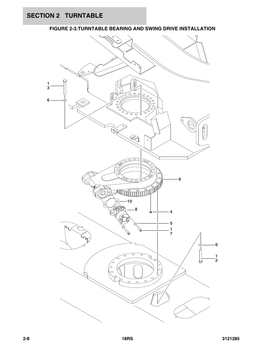Turntable bearing and swing drive installation -8 | JLG 18RS Parts Manual User Manual | Page 26 / 136