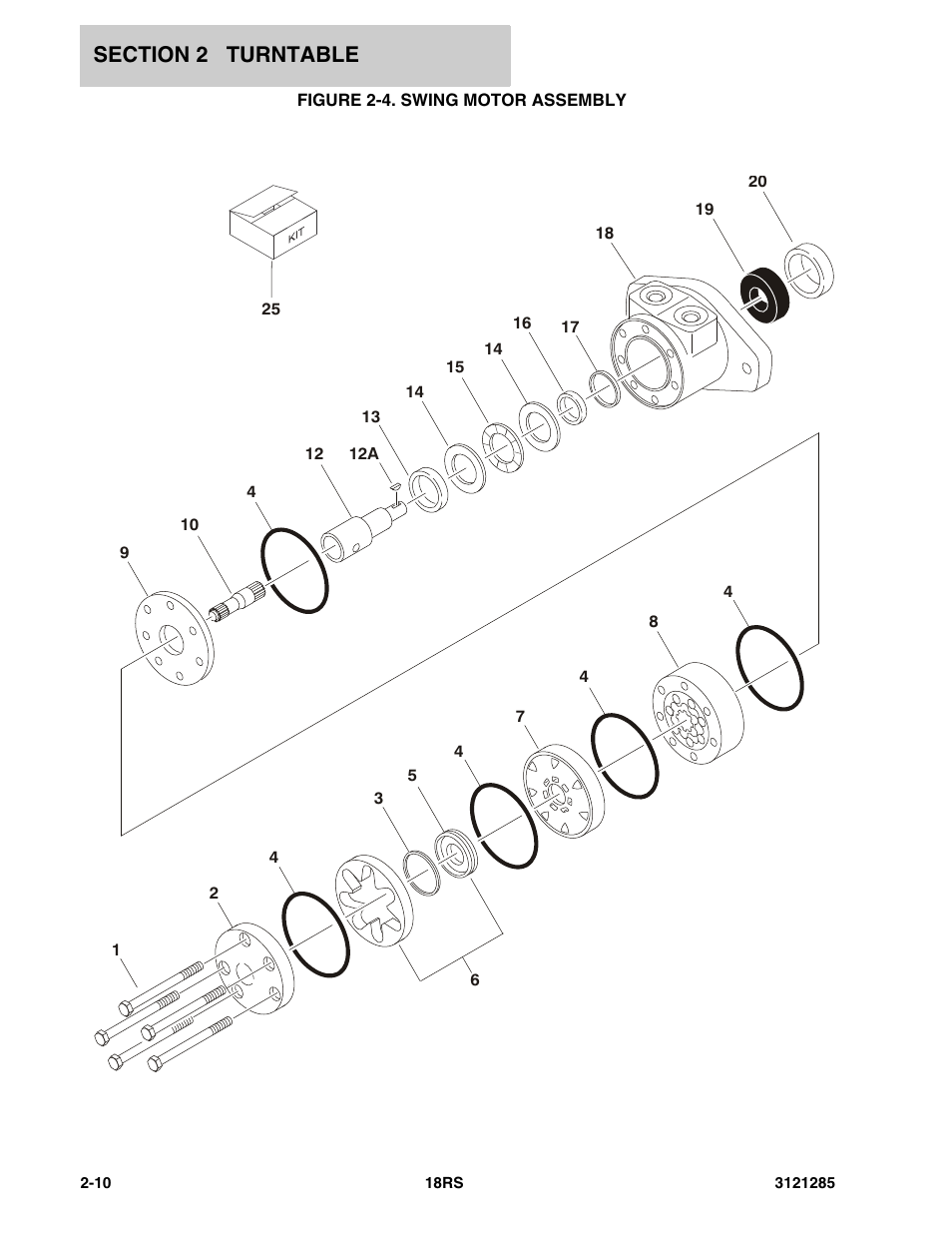 Figure 2-4. swing motor assembly | JLG 18RS Parts Manual User Manual | Page 28 / 136