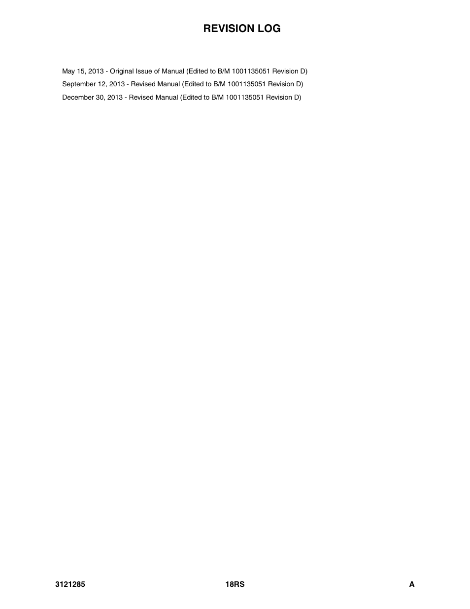Revision log | JLG 18RS Parts Manual User Manual | Page 3 / 136