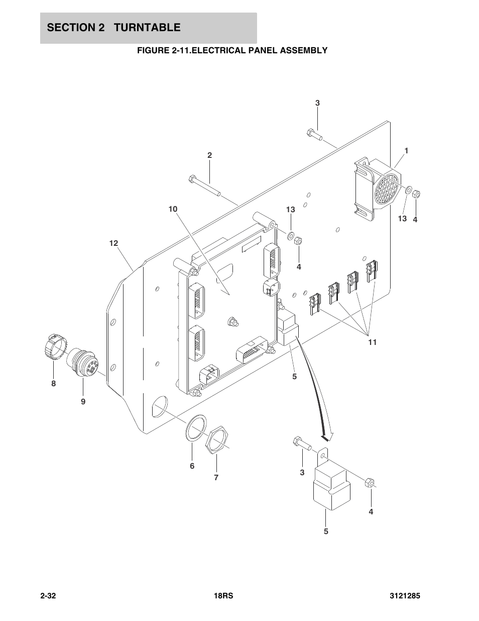 Figure 2-11. electrical panel assembly, Electrical panel assembly -32 | JLG 18RS Parts Manual User Manual | Page 50 / 136