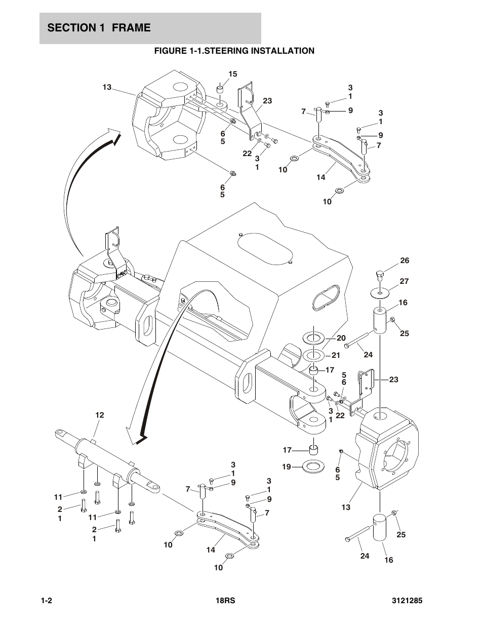 Figure 1-1. steering installation, Steering installation -2 | JLG 18RS Parts Manual User Manual | Page 8 / 136