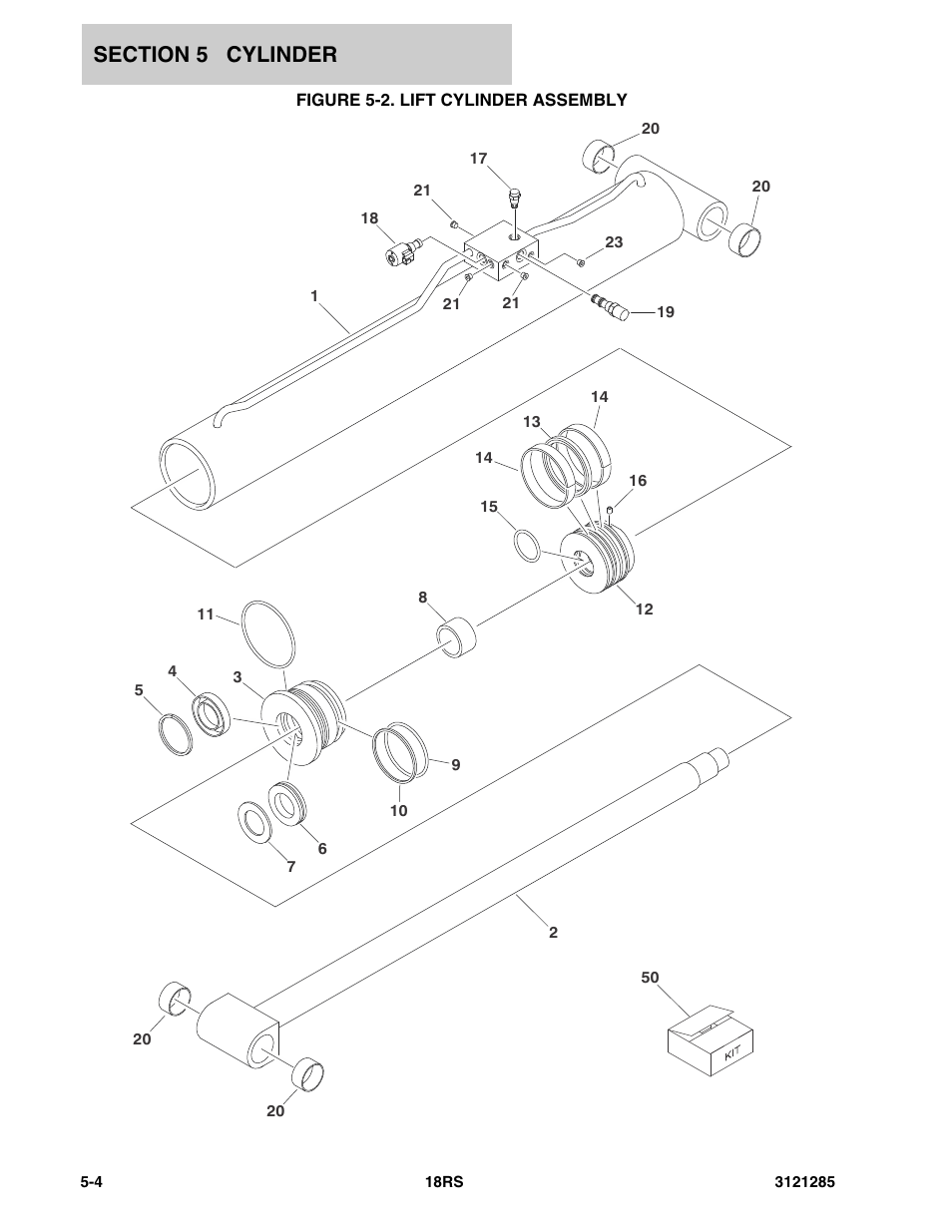 Figure 5-2. lift cylinder assembly, Lift cylinder assembly -4 | JLG 18RS Parts Manual User Manual | Page 86 / 136