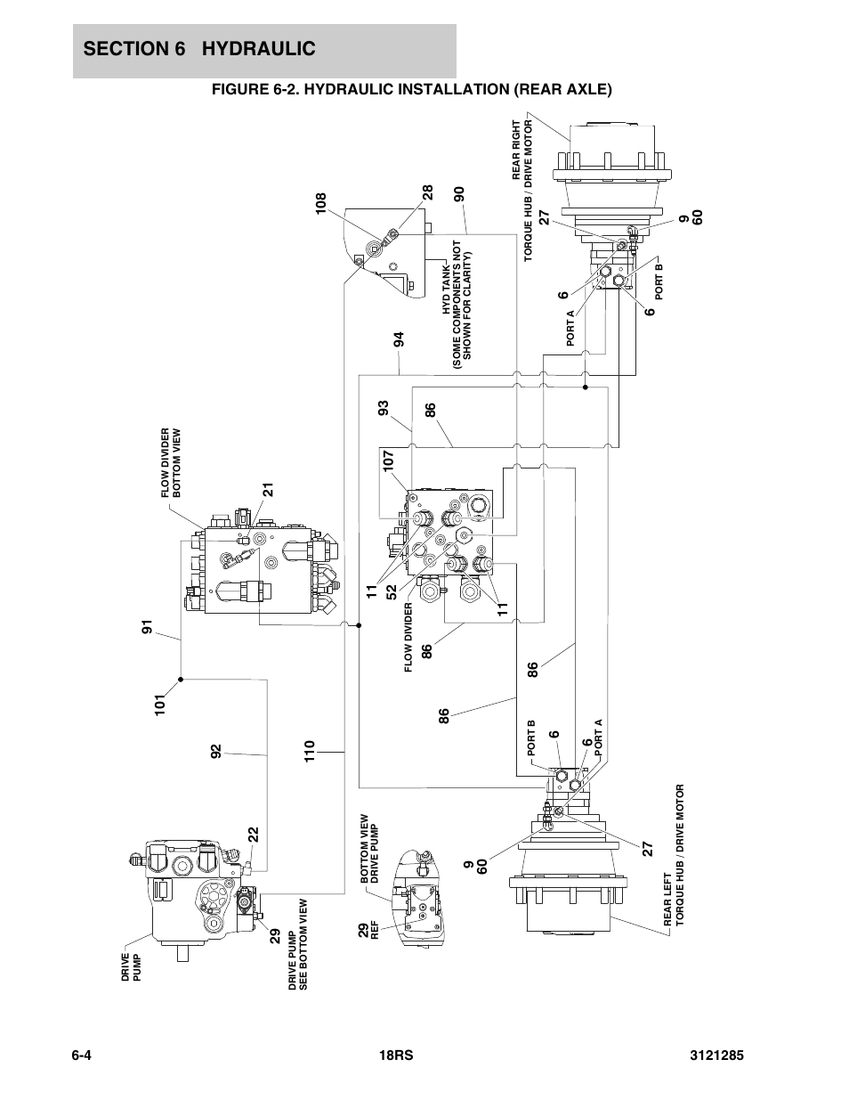 Figure 6-2. hydraulic installation (rear axle), Hydraulic installation (rear axle) -4 | JLG 18RS Parts Manual User Manual | Page 98 / 136