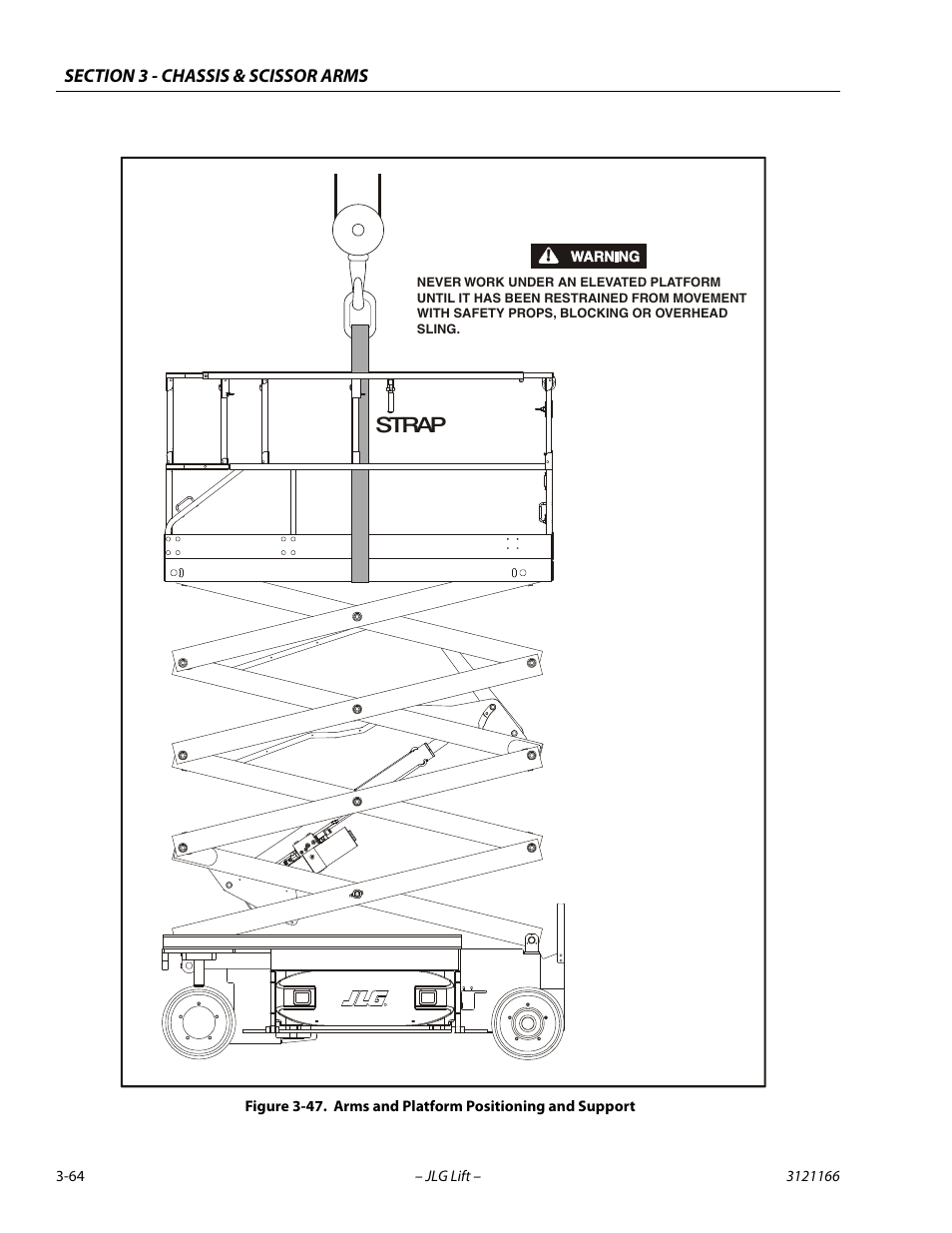 Arms and platform positioning and support -64, Kg) (see figure 3-47.), Strap | JLG 3246ES Service Manual User Manual | Page 100 / 222