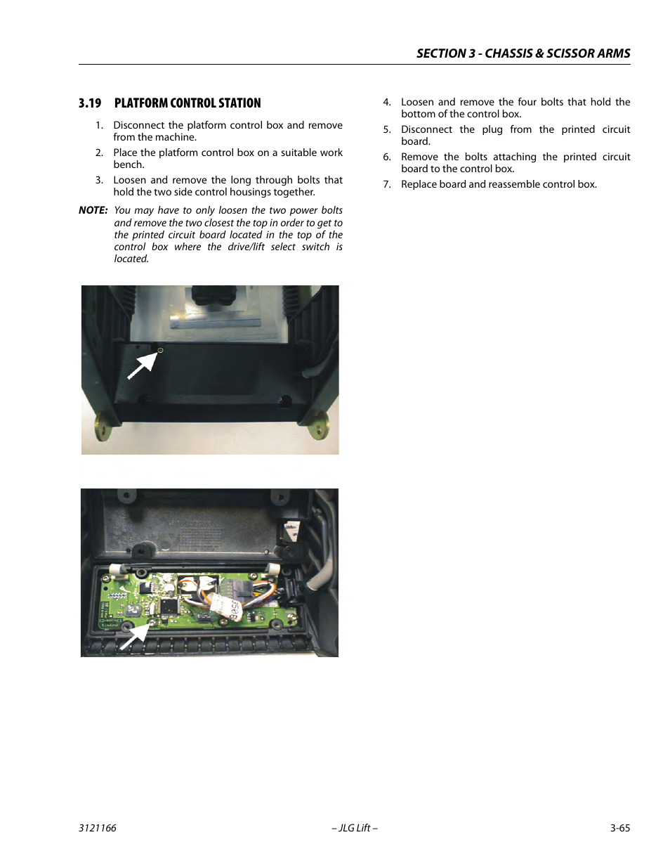 19 platform control station, Platform control station -65 | JLG 3246ES Service Manual User Manual | Page 101 / 222