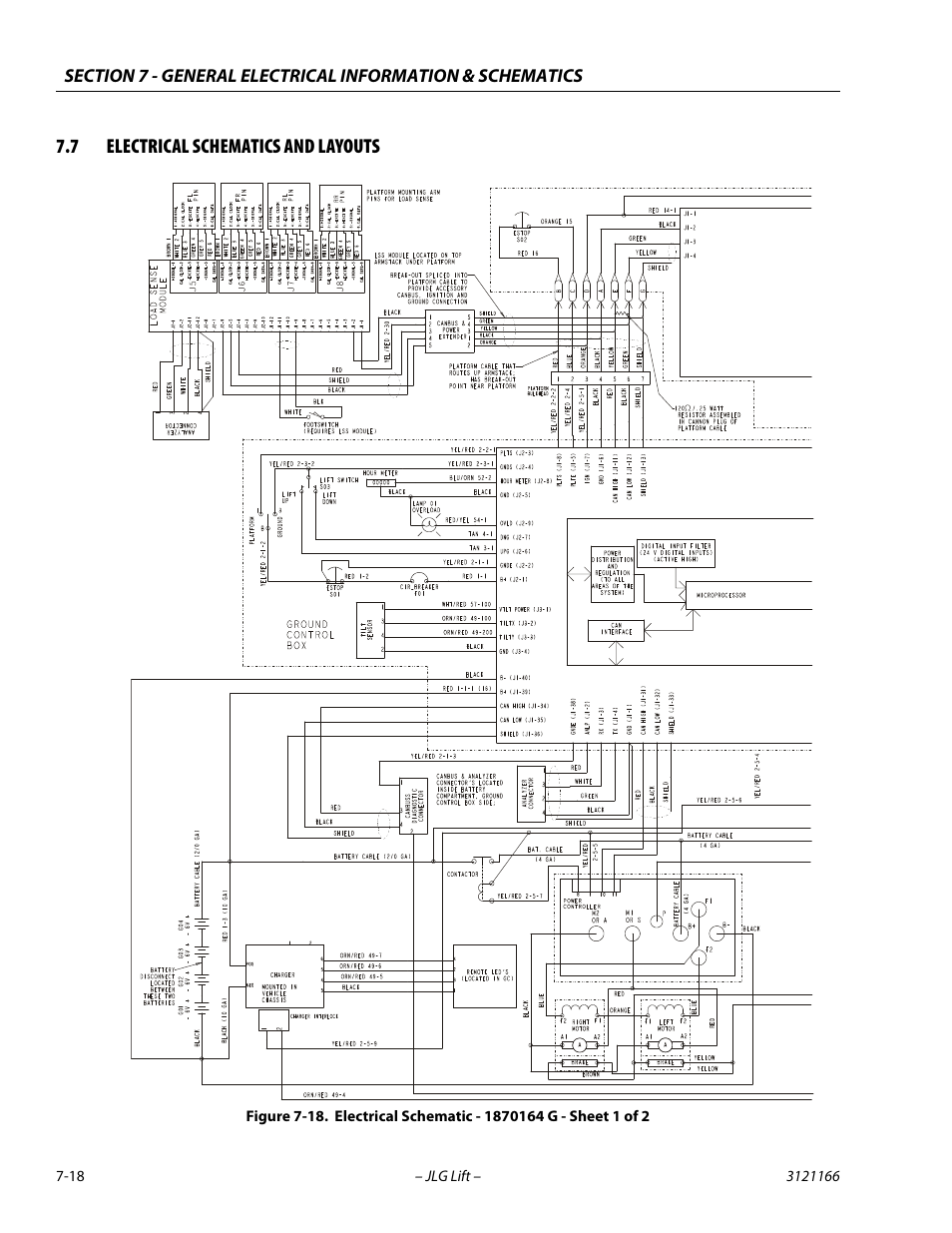 7 electrical schematics and layouts, Electrical schematic - 1870164g - sheet 1 of 2, Electrical schematics and layouts -18 | JLG 3246ES Service Manual User Manual | Page 194 / 222