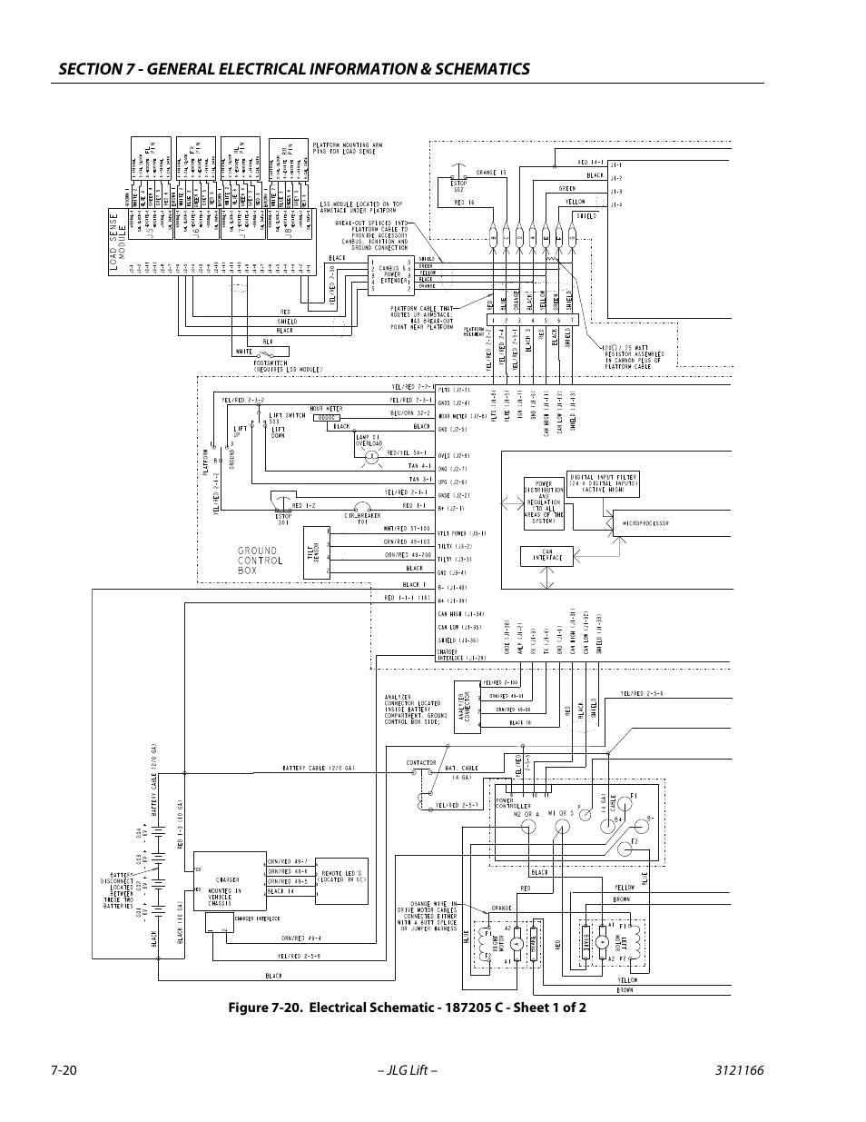 Electrical schematic - 1870205b - sheet 1 of 2, Electrical schematic - 187205 b - sheet 1 of 2 -20 | JLG 3246ES Service Manual User Manual | Page 196 / 222