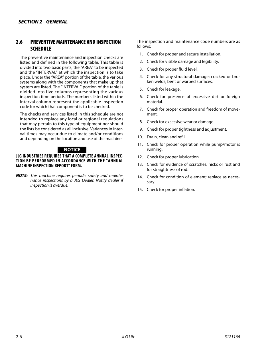 6 preventive maintenance and inspection schedule, Preventive maintenance and inspection schedule -6 | JLG 3246ES Service Manual User Manual | Page 34 / 222