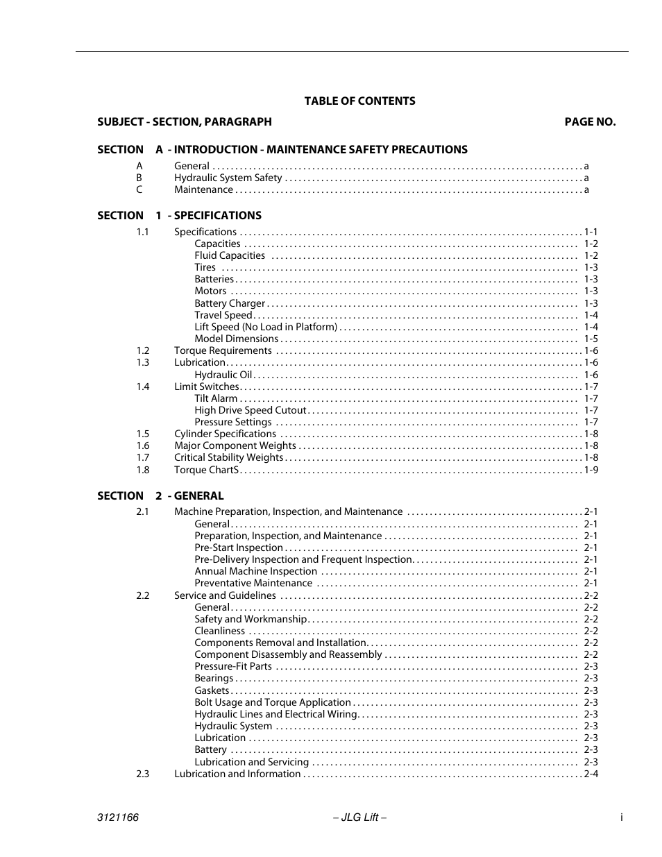 JLG 3246ES Service Manual User Manual | Page 5 / 222