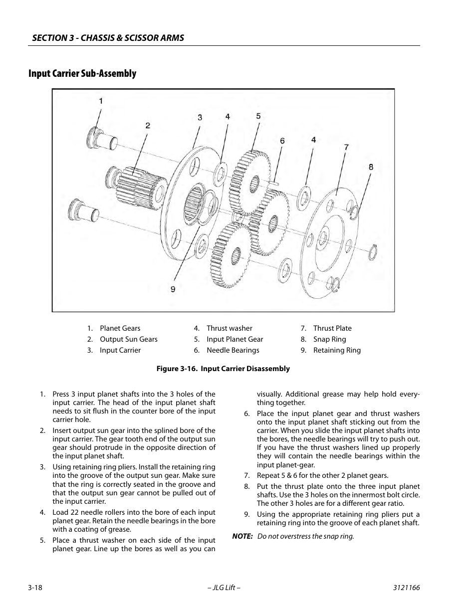 Input carrier sub-assembly, Input carrier sub-assembly -18, Input carrier disassembly -18 | JLG 3246ES Service Manual User Manual | Page 54 / 222