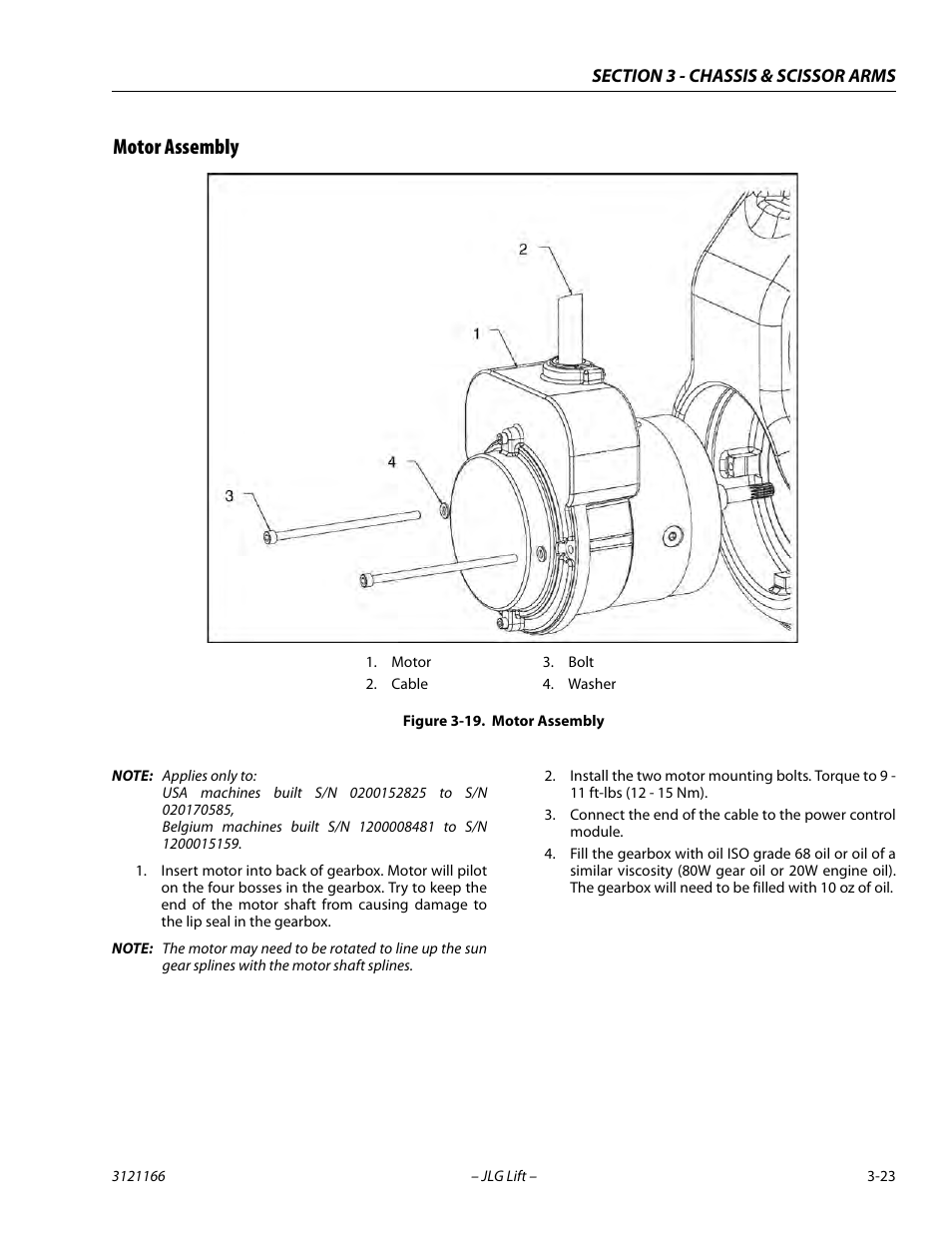 Motor assembly, Motor assembly -23 | JLG 3246ES Service Manual User Manual | Page 59 / 222