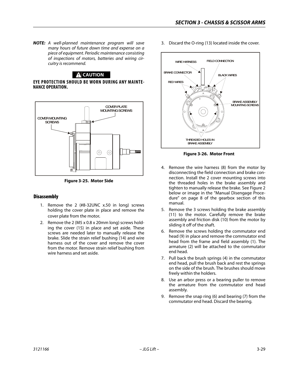 Disassembly, Disassembly -29, Motor side -29 | Motor front -29 | JLG 3246ES Service Manual User Manual | Page 65 / 222