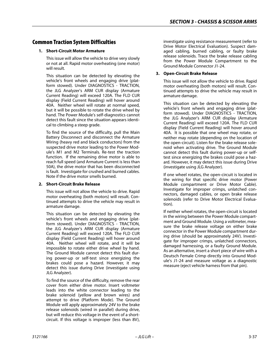 Common traction system difficulties, Common traction system difficulties -37 | JLG 3246ES Service Manual User Manual | Page 73 / 222