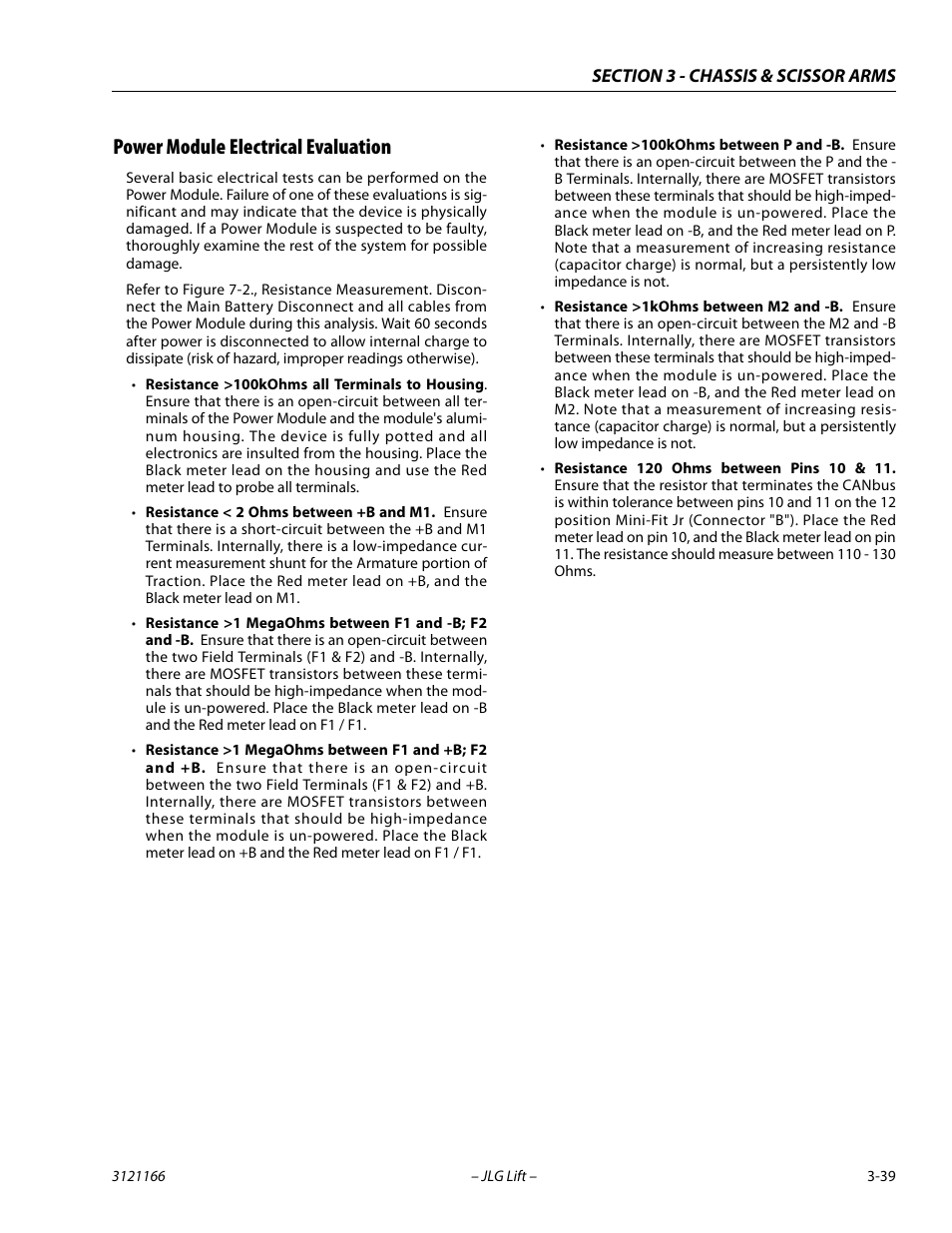 Power module electrical evaluation, Power module electrical evaluation -39 | JLG 3246ES Service Manual User Manual | Page 75 / 222