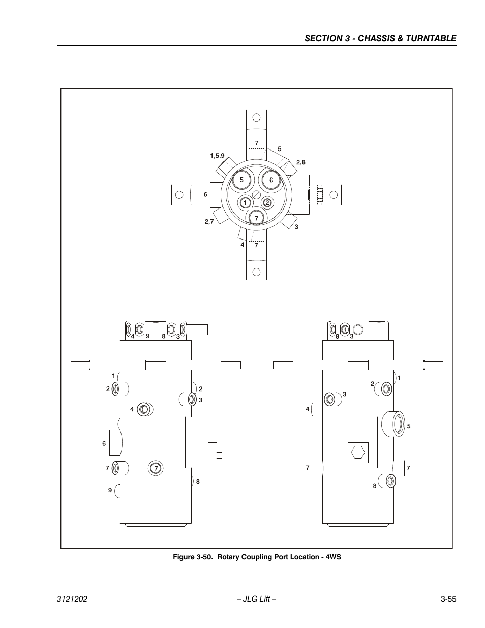 Rotary coupling port location - 4ws -55 | JLG 660SJ Service Manual User Manual | Page 105 / 334
