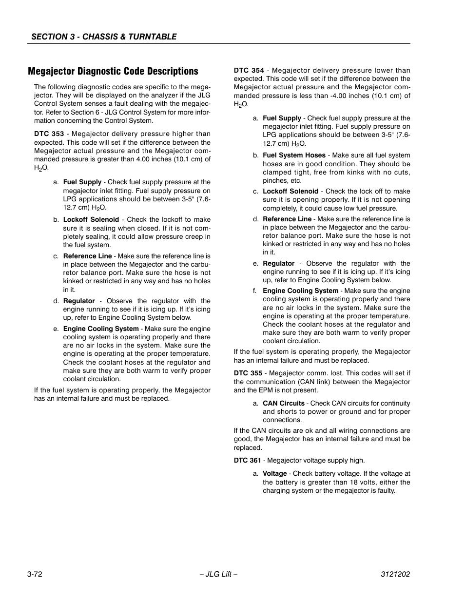 Megajector diagnostic code descriptions, Megajector diagnostic code descriptions -72 | JLG 660SJ Service Manual User Manual | Page 122 / 334