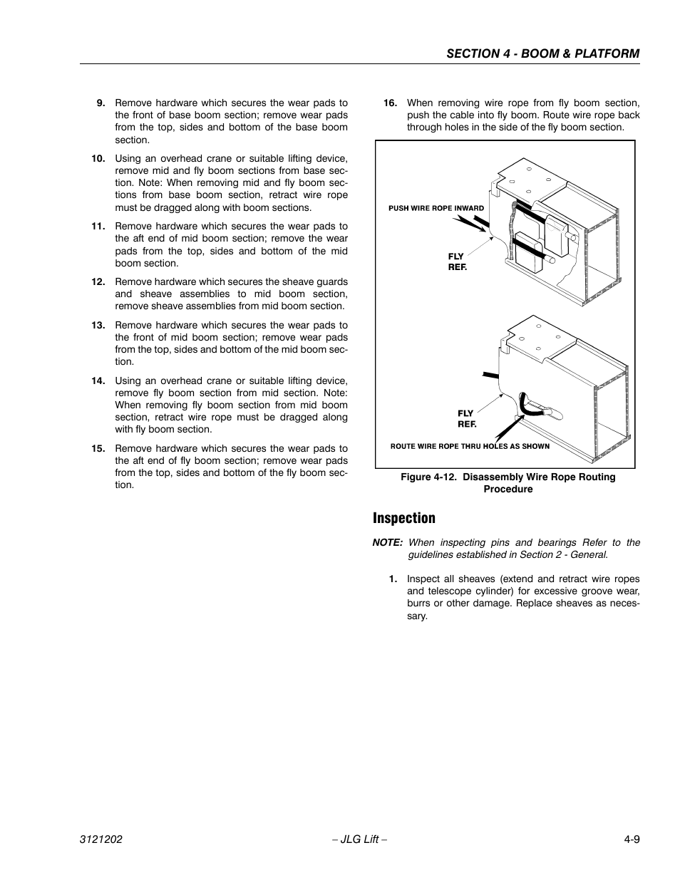 Inspection, Inspection -9, Disassembly wire rope routing procedure -9 | JLG 660SJ Service Manual User Manual | Page 181 / 334