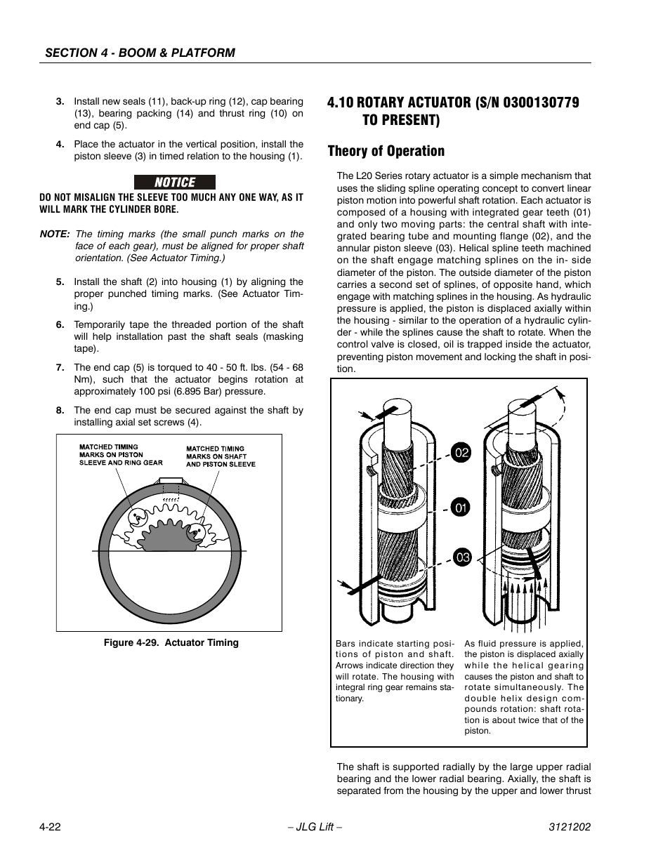 10 rotary actuator (s/n 0300130779 to present), Theory of operation, Rotary actuator (s/n 0300130779 to present) -22 | Theory of operation -22, Actuator timing -22 | JLG 660SJ Service Manual User Manual | Page 194 / 334