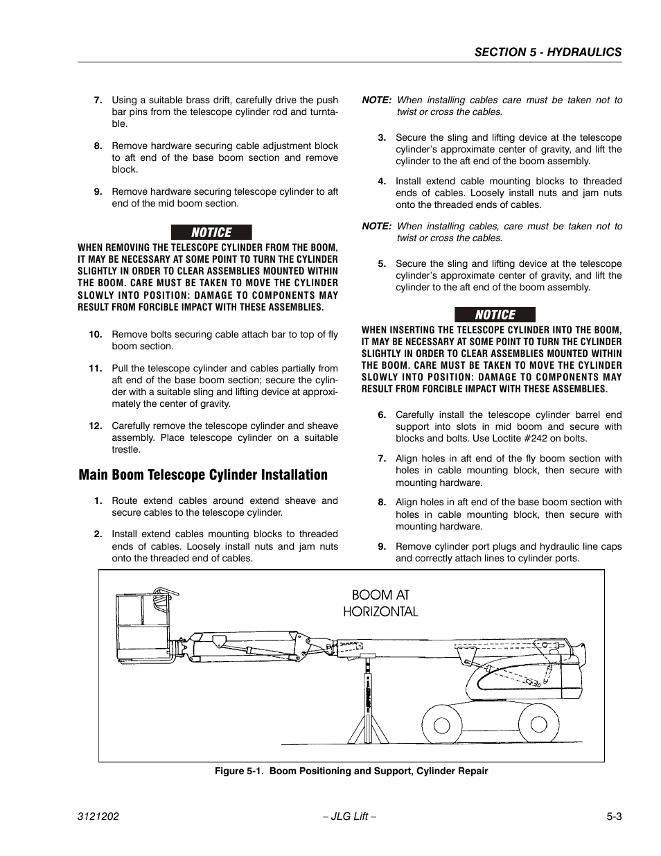 Main boom telescope cylinder installation, Main boom telescope cylinder installation -3, Boom positioning and support, cylinder repair -3 | JLG 660SJ Service Manual User Manual | Page 213 / 334