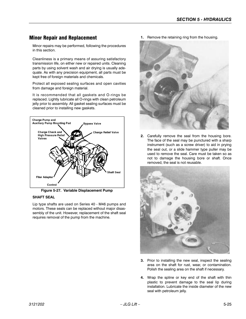 Minor repair and replacement, Minor repair and replacement -25, Variable displacement pump -25 | JLG 660SJ Service Manual User Manual | Page 235 / 334