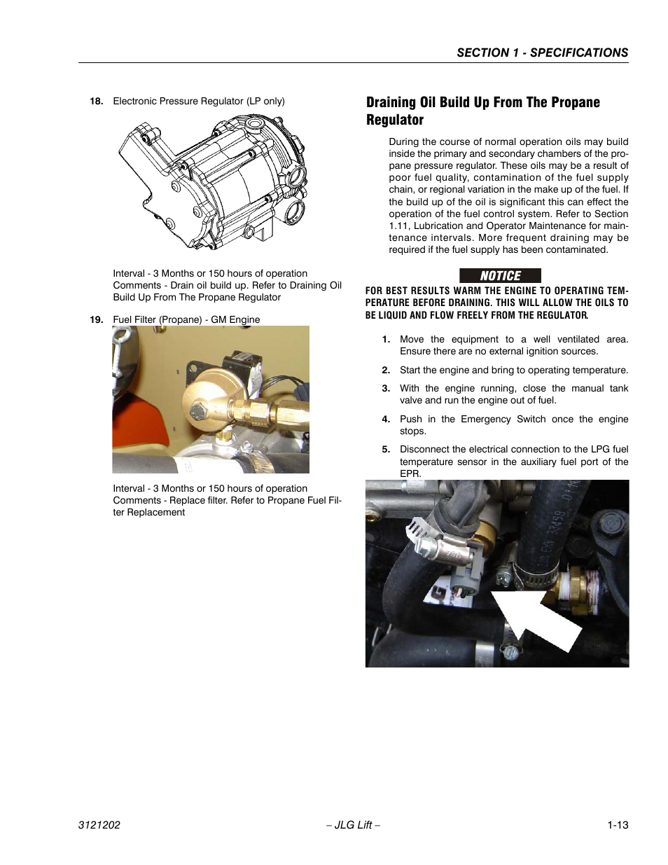 Draining oil build up from the propane regulator | JLG 660SJ Service Manual User Manual | Page 29 / 334