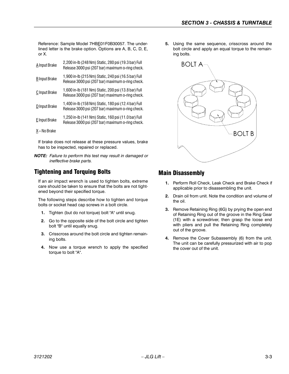 Tightening and torquing bolts, Main disassembly | JLG 660SJ Service Manual User Manual | Page 53 / 334