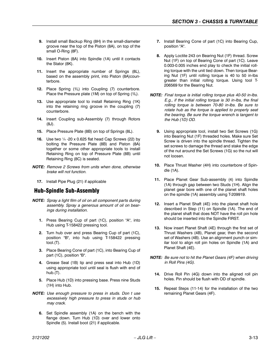 Hub-spindle sub-assembly, Hub-spindle sub-assembly -13 | JLG 660SJ Service Manual User Manual | Page 63 / 334