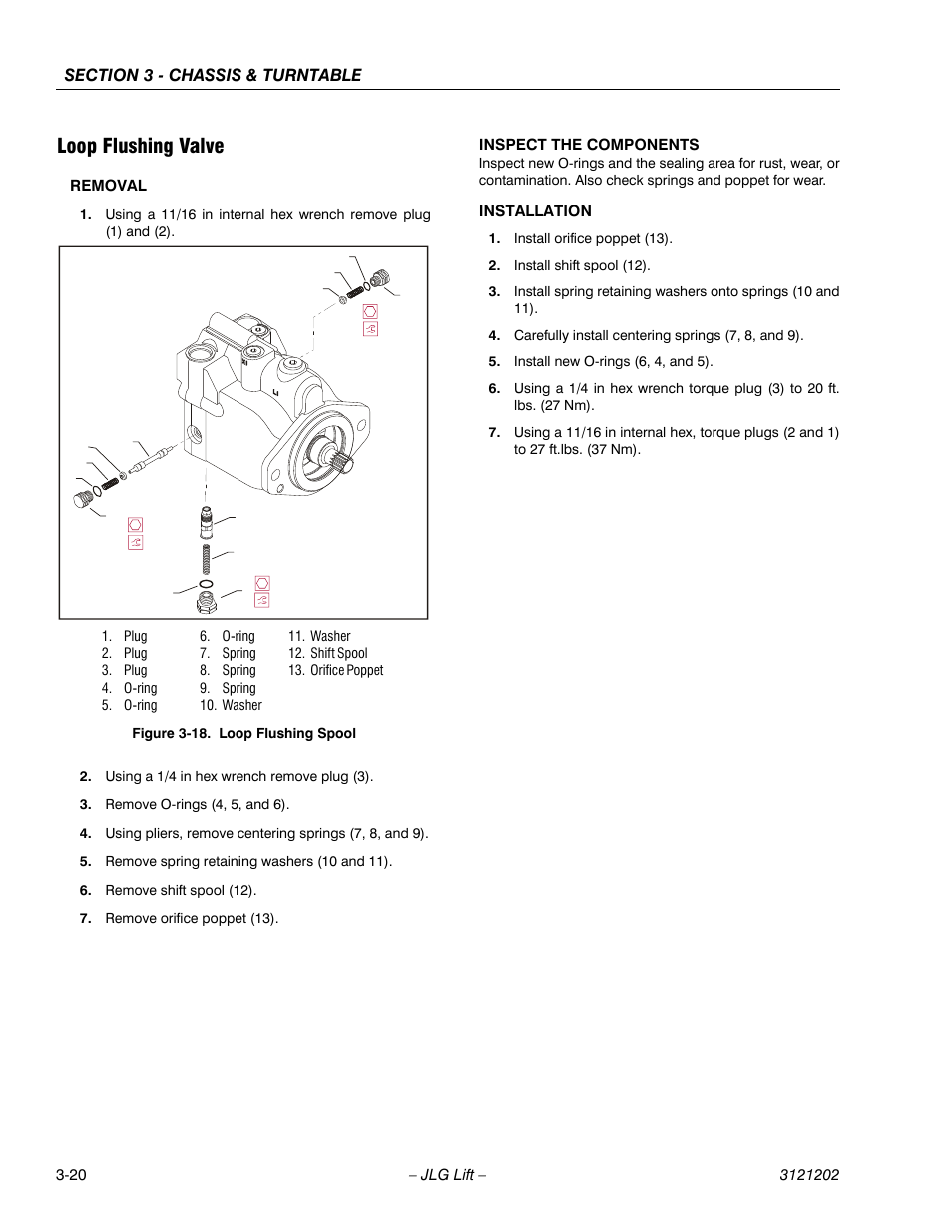 Loop flushing valve, Loop flushing valve -20, Loop flushing spool -20 | JLG 660SJ Service Manual User Manual | Page 70 / 334