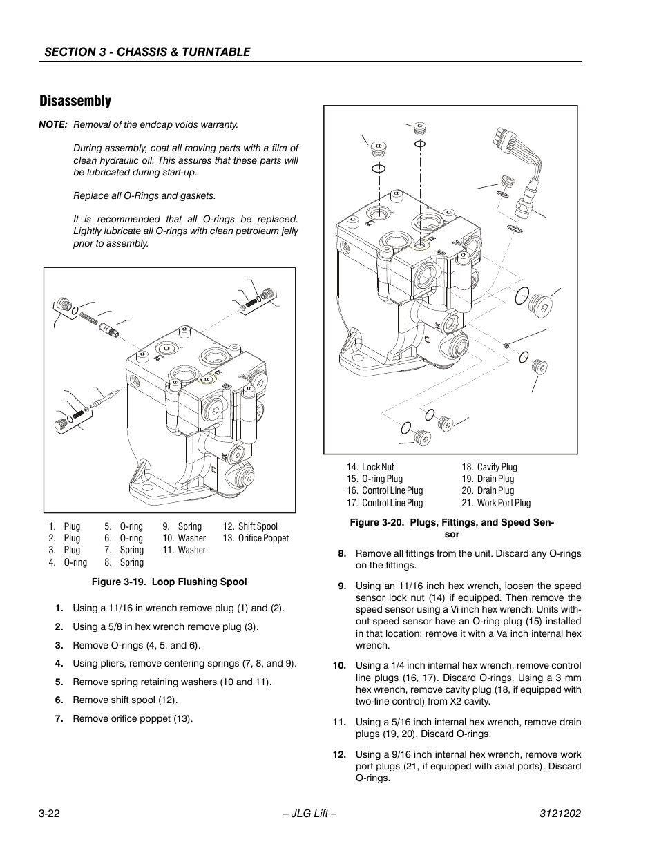 Disassembly, Disassembly -22, Loop flushing spool -22 | Plugs, fittings, and speed sensor -22 | JLG 660SJ Service Manual User Manual | Page 72 / 334