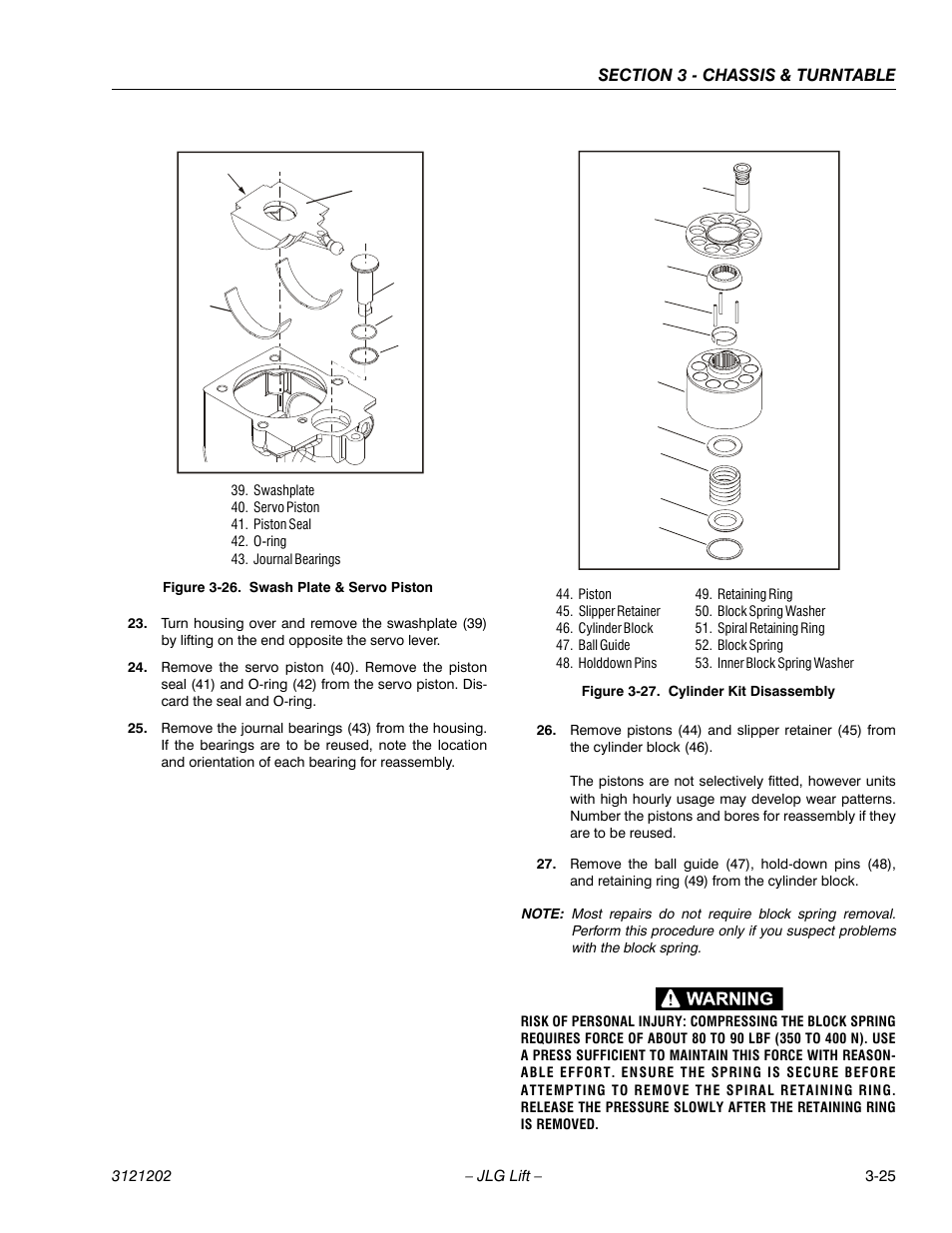 Swash plate & servo piston -25, Cylinder kit disassembly -25 | JLG 660SJ Service Manual User Manual | Page 75 / 334