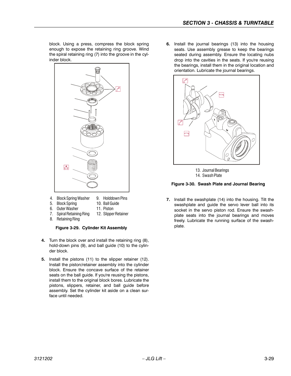 Cylinder kit assembly -29, Swash plate and journal bearing -29 | JLG 660SJ Service Manual User Manual | Page 79 / 334