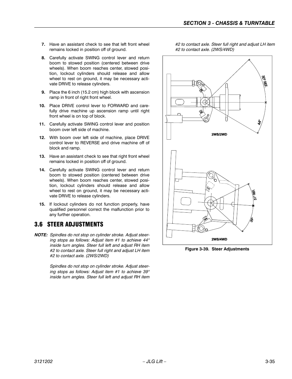 6 steer adjustments, Steer adjustments -35 | JLG 660SJ Service Manual User Manual | Page 85 / 334