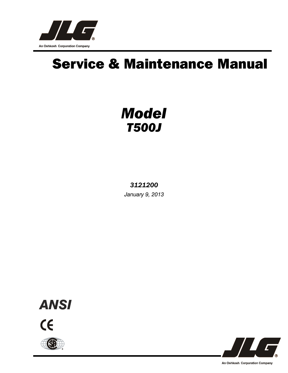 JLG T500J Service Manual User Manual | 234 pages
