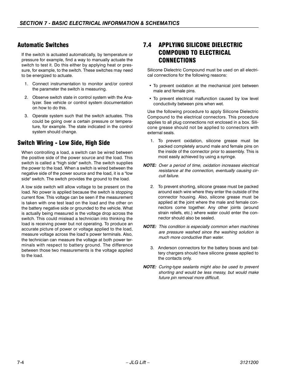 Automatic switches, Switch wiring - low side, high side | JLG T500J Service Manual User Manual | Page 204 / 234