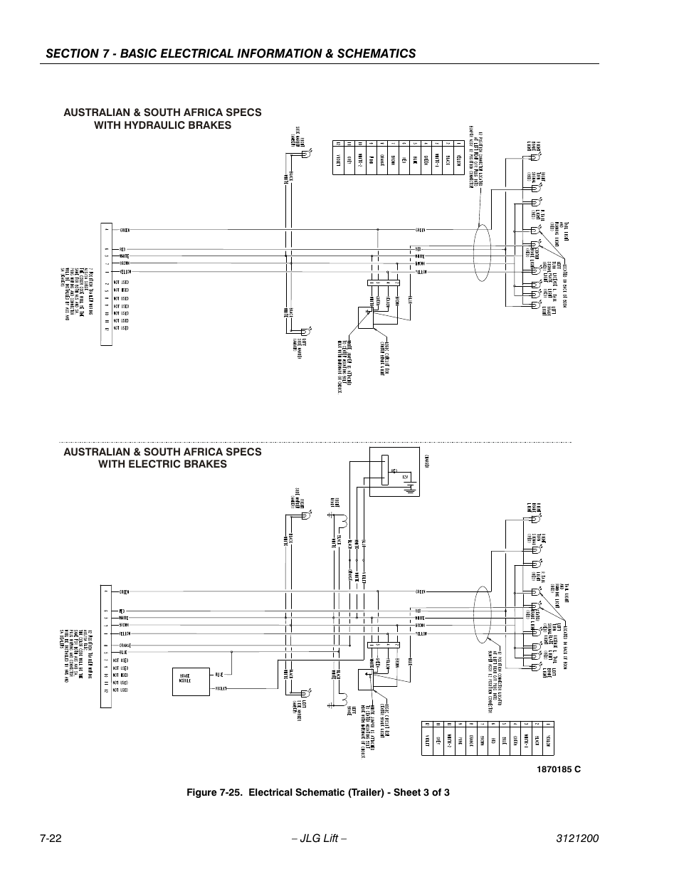 Electrical schematic (trailer) - sheet 3 of 3 -22 | JLG T500J Service Manual User Manual | Page 222 / 234