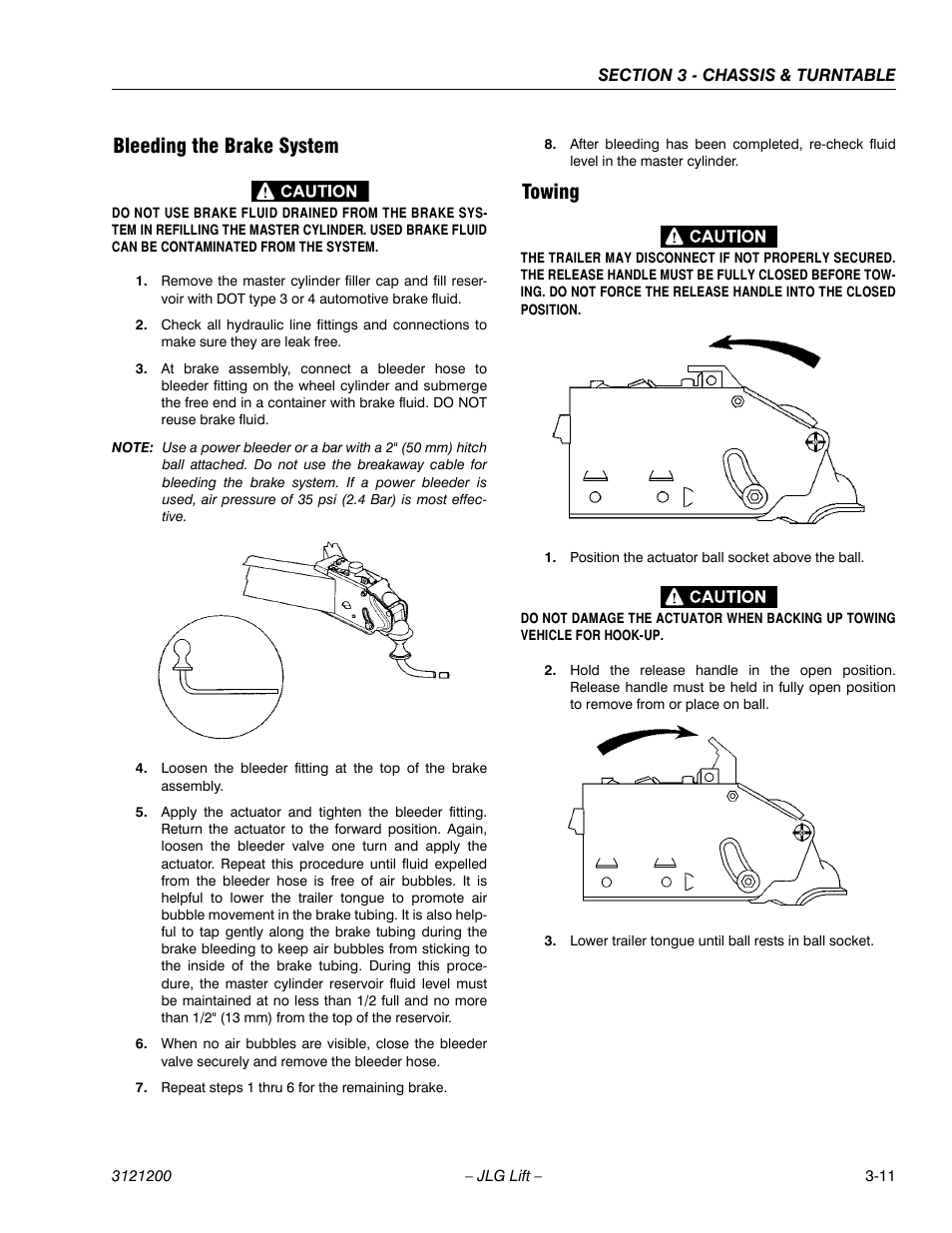 Bleeding the brake system, Towing, Bleeding the brake system -11 towing -11 | JLG T500J Service Manual User Manual | Page 47 / 234