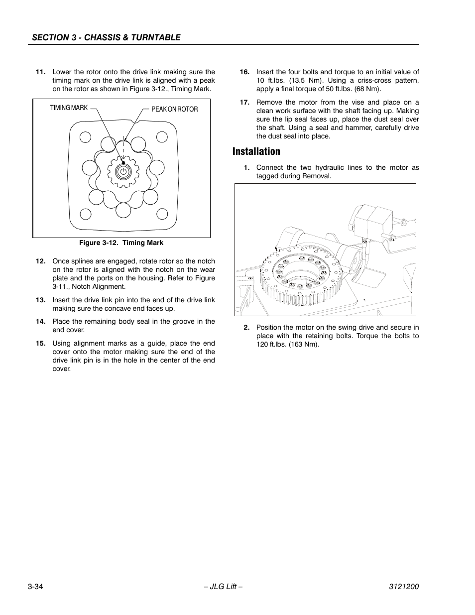 Installation, Installation -34, Timing mark -34 | JLG T500J Service Manual User Manual | Page 70 / 234