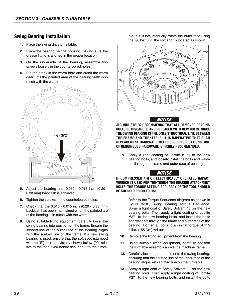 Swing bearing installation, Swing bearing installation -54 | JLG T500J Service Manual User Manual | Page 90 / 234