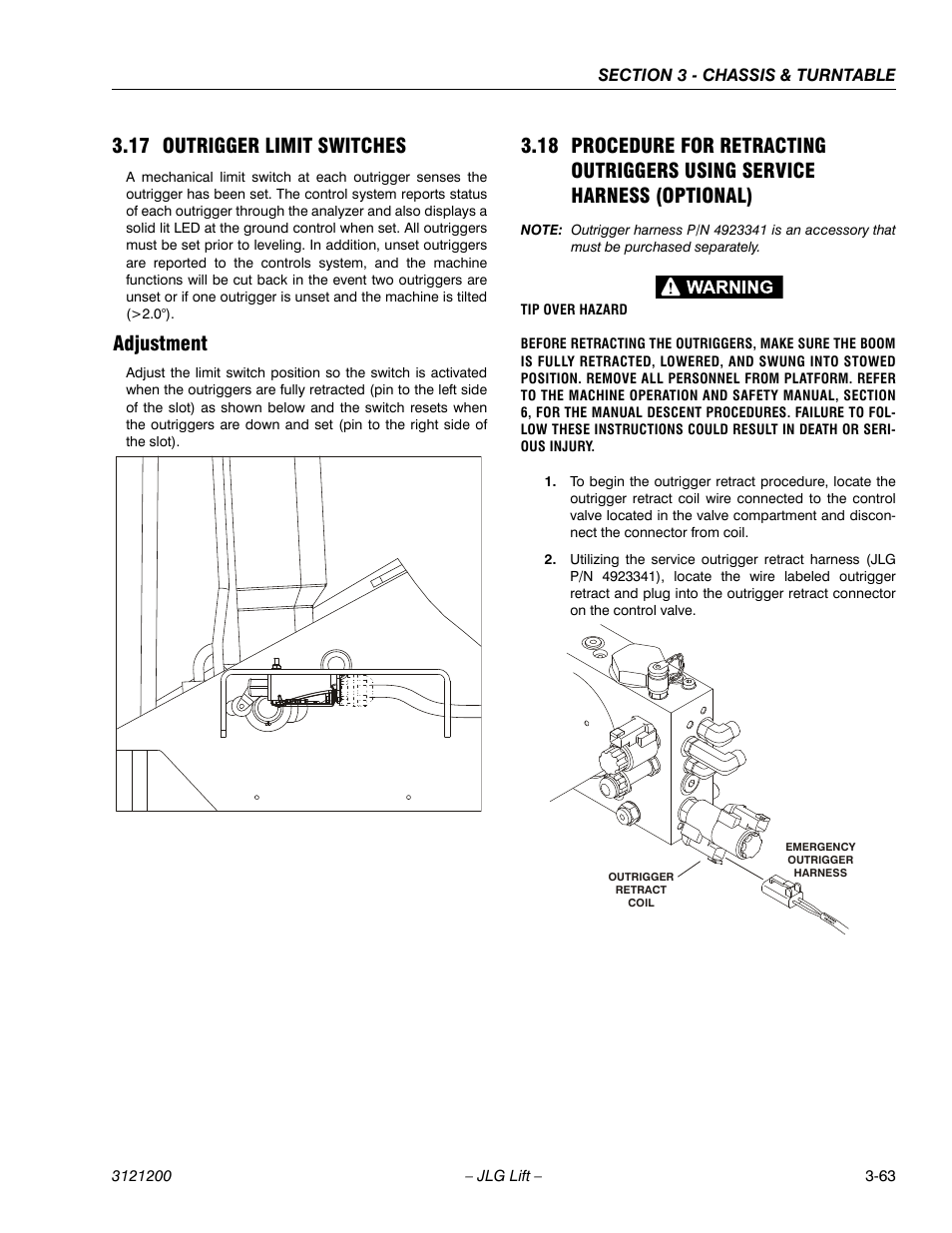 17 outrigger limit switches, Adjustment, Outrigger limit switches -63 | Adjustment -63 | JLG T500J Service Manual User Manual | Page 99 / 234