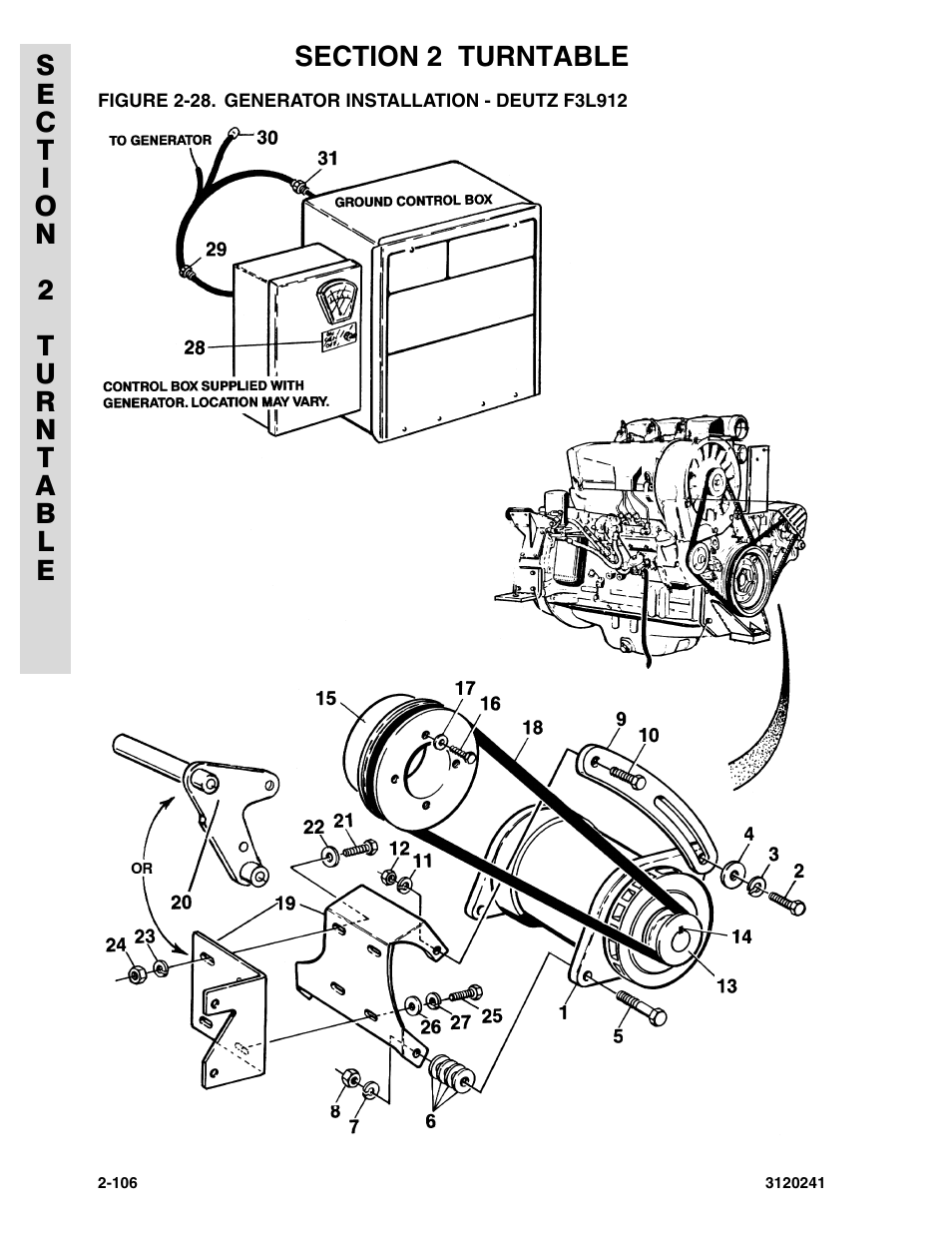 Figure 2-28. generator installation - deutz f3l912 | JLG 40H Parts Manual User Manual | Page 170 / 476