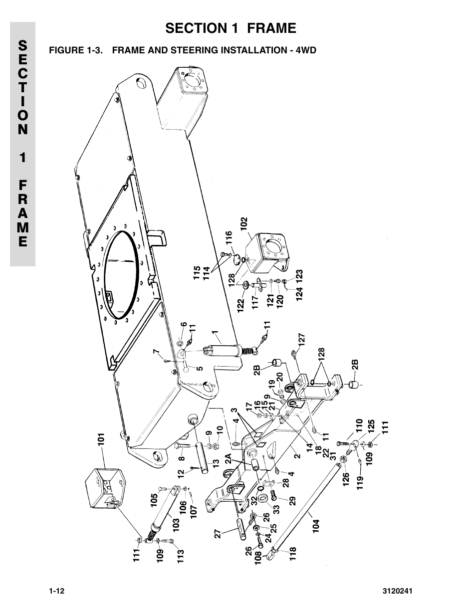 Figure 1-3. frame and steering installation - 4wd | JLG 40H Parts Manual User Manual | Page 20 / 476