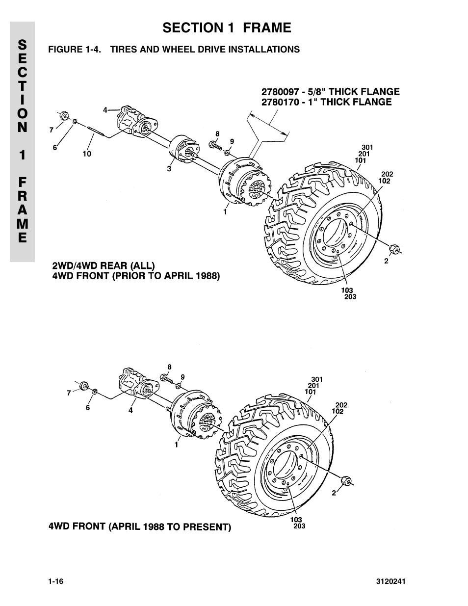 Figure 1-4. tires and wheel drive installations | JLG 40H Parts Manual User Manual | Page 24 / 476